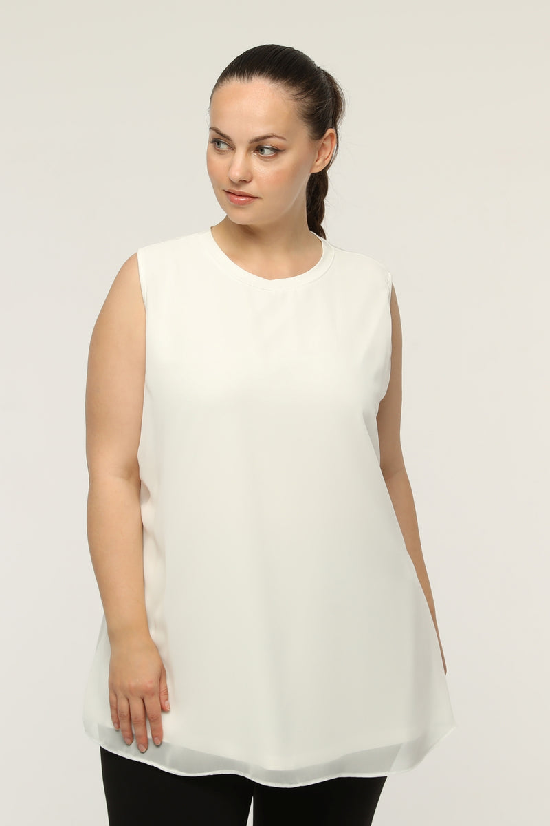 SR Chiffon Sleeveless Tunic Ecru