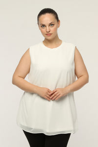 SR Chiffon Sleeveless Inner Tunic Ecru