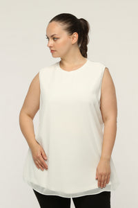 SR Chiffon Sleeveless Inner Tunic Ecru