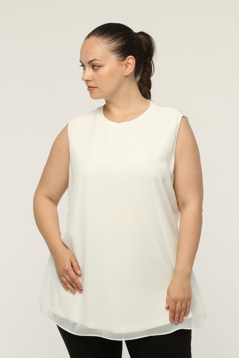 SR Chiffon Sleeveless Tunic Ecru