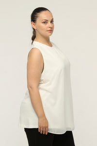 SR Chiffon Sleeveless Inner Tunic Ecru