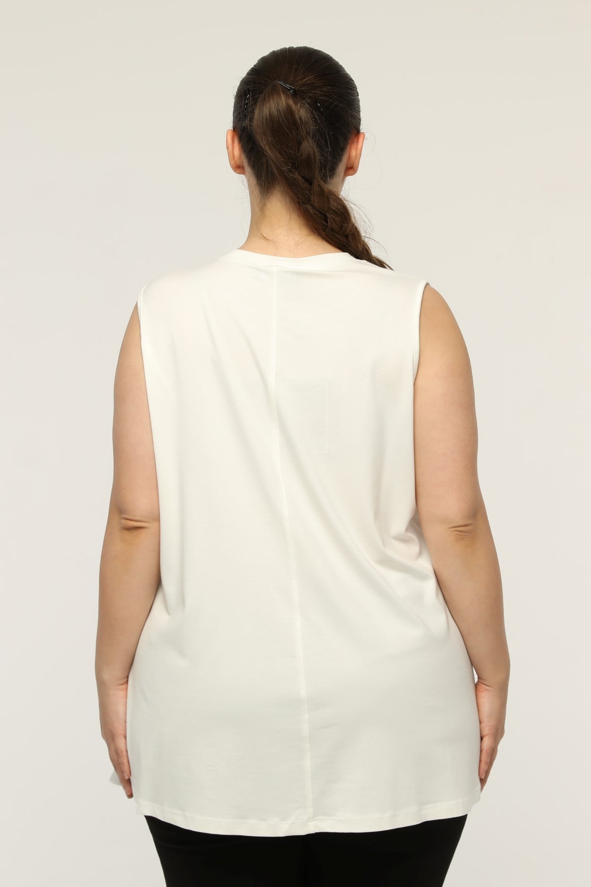 SR Chiffon Sleeveless Inner Tunic Ecru