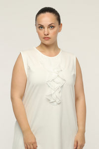SR Chiffon&Frilled Dtld Inner Tunic  Ecru