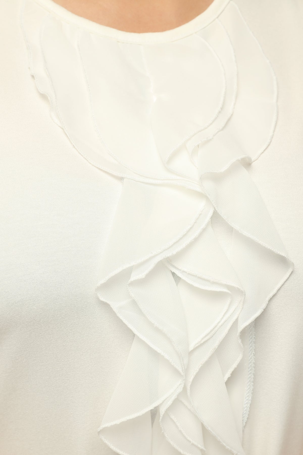 SR Chiffon&Frilled Dtld Inner Tunic  Ecru