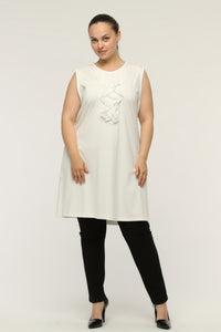 SR Chiffon&Frilled Dtld Inner Tunic  Ecru