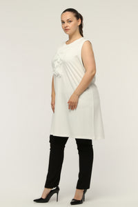 SR Chiffon&Frilled Dtld Inner Tunic  Ecru