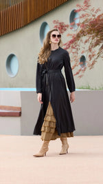 MissWhence 38812 2 Pc Dress Set Black&Camel