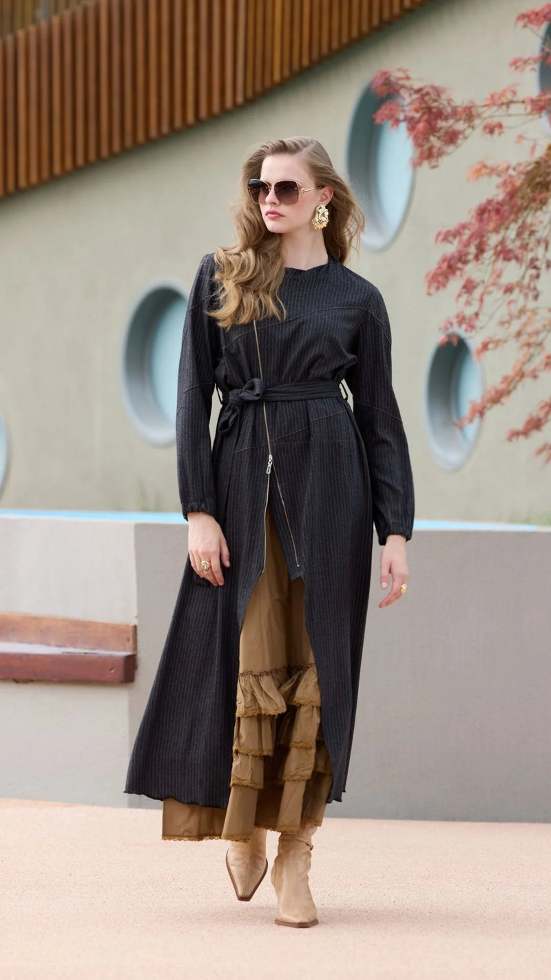 MissWhence 38812 2 Pc Dress Set Black&Camel