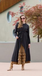 MissWhence 38812 2 Pc Dress Set Black&Camel