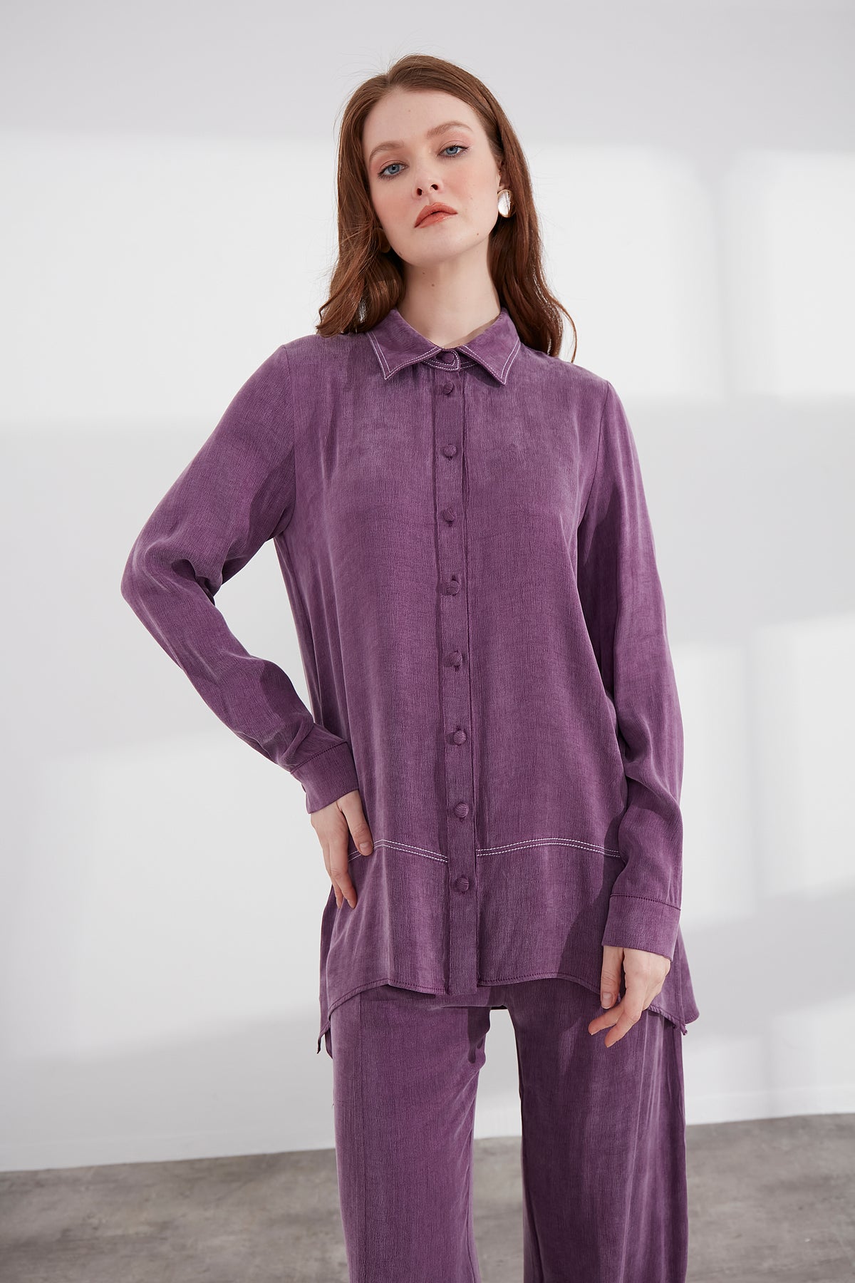 ALMARWAH  Qupra Silk Shirt Ivy