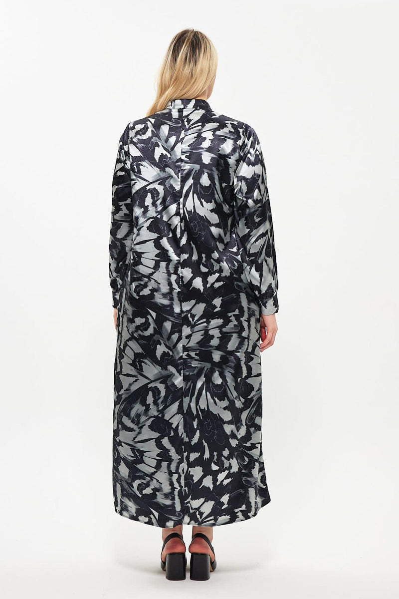 DL Sateen Printed Dress Navy Blue