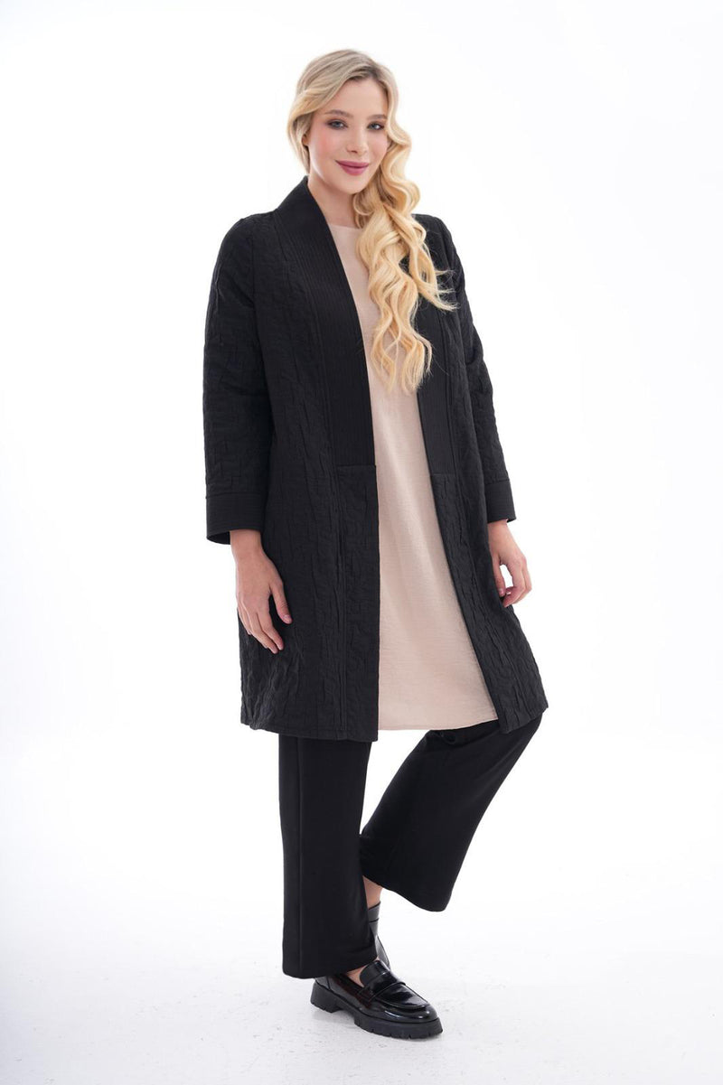 DL Quilted Cardigan Black