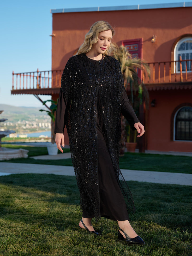 DL Beaded Cloak Black