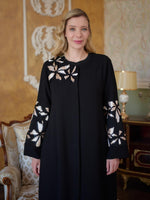 DL Flower Printed Abaya Black