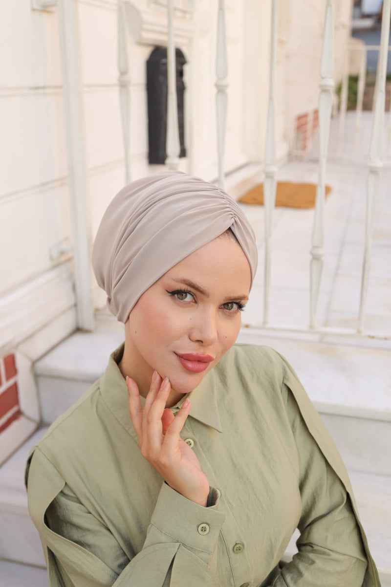 QF 1816 Handmade Turban Beige
