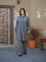 DL Striped Dtld Long Shirt Gray