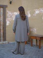 DL Striped Dtld Long Shirt Gray