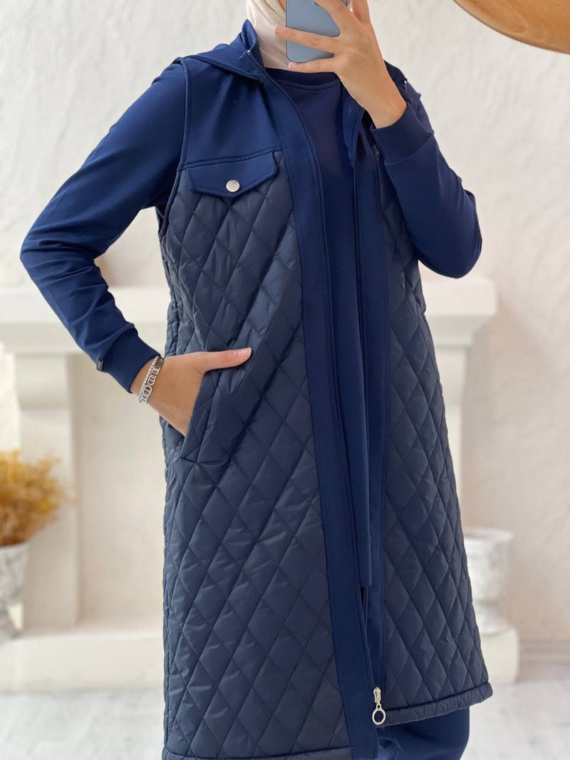 CML Quilted Vest Tracksuit Navy Blue