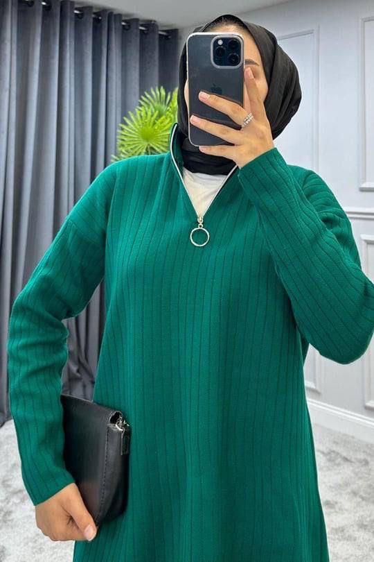 TPK Zip up Knitted Set Emerald