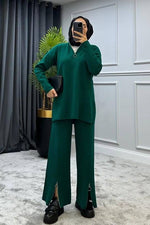 TPK Zip up Knitted Set Emerald