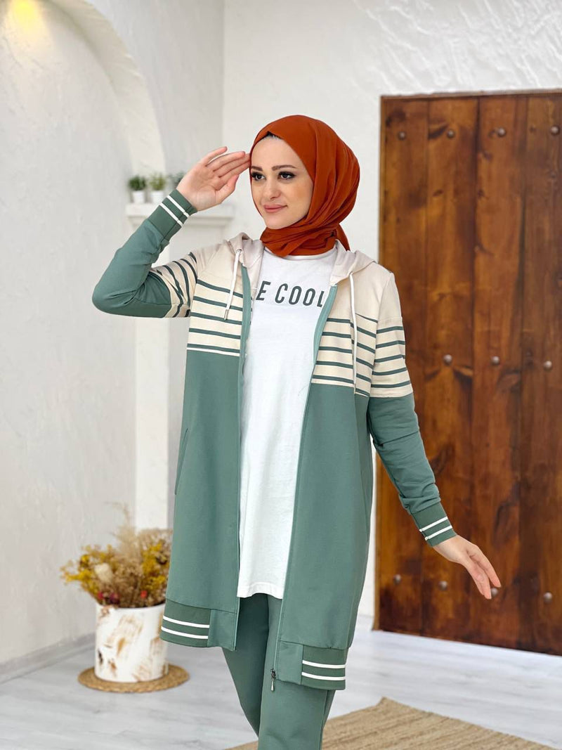 CML Cool 3 Piece Plus Size Tracksuit Almond Green