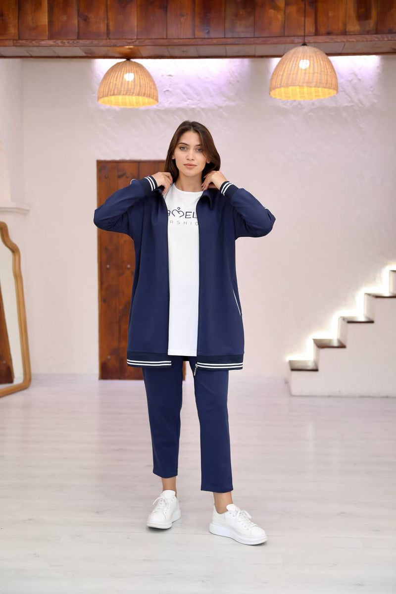 CML Snap Plus Size Tracksuit Navy Blue