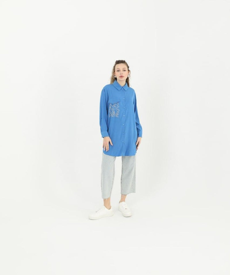 PN Pocket Beaded Tunic Blue