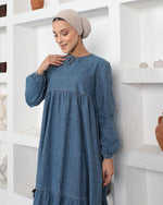 KFTN Mix Color Denim Dress Blue