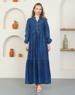 KFTN Button Dtld Denim Dress Blue