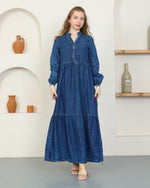 KFTN Button Dtld Denim Dress Blue