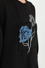 PN Flower Dtld Cotton Tunic Black