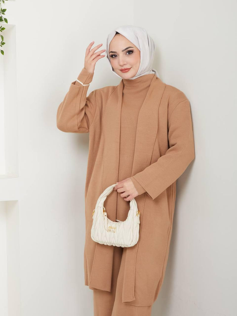 EFS Esma 3 Pc Knitted Set Camel