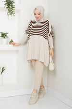 EFS Striped Knitted Pancho Beige