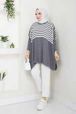 EFS Striped Knitted Pancho Gray