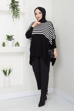 EFS Striped Knitted Pancho Black