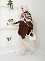 EFS Striped Knitted Pancho Dark Brown