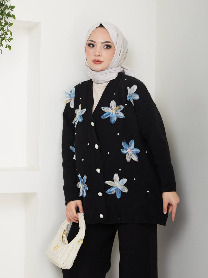 EFS Flower Knitted Set Black