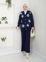 EFS Flower Knitted Set Navy Blue