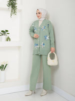 EFS Flower Knitted Set Almond Green