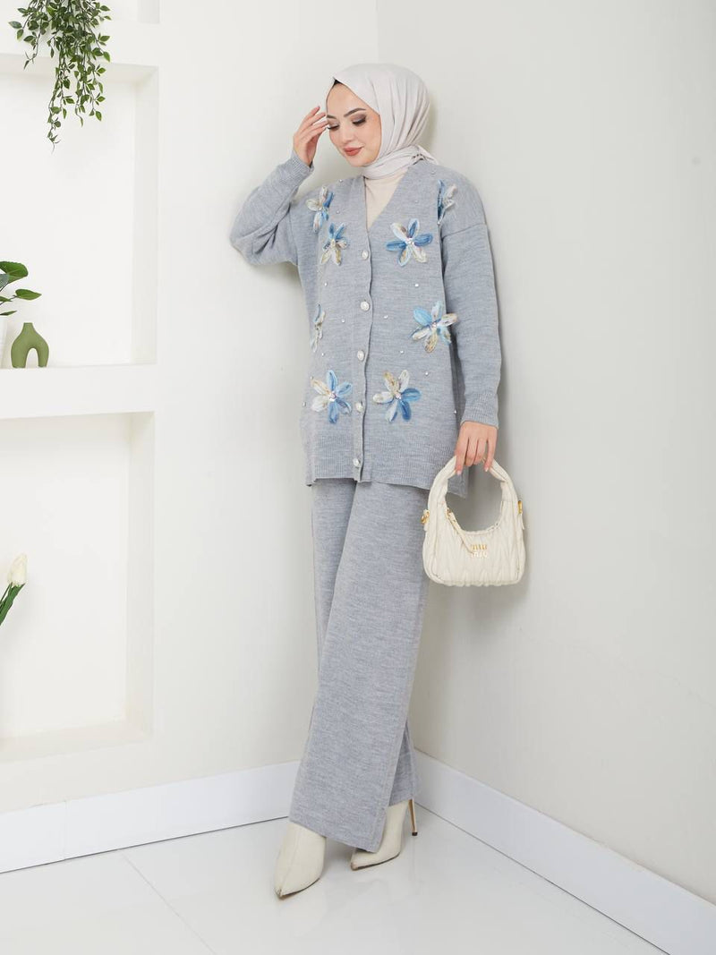 EFS Flower Knitted Set Gray