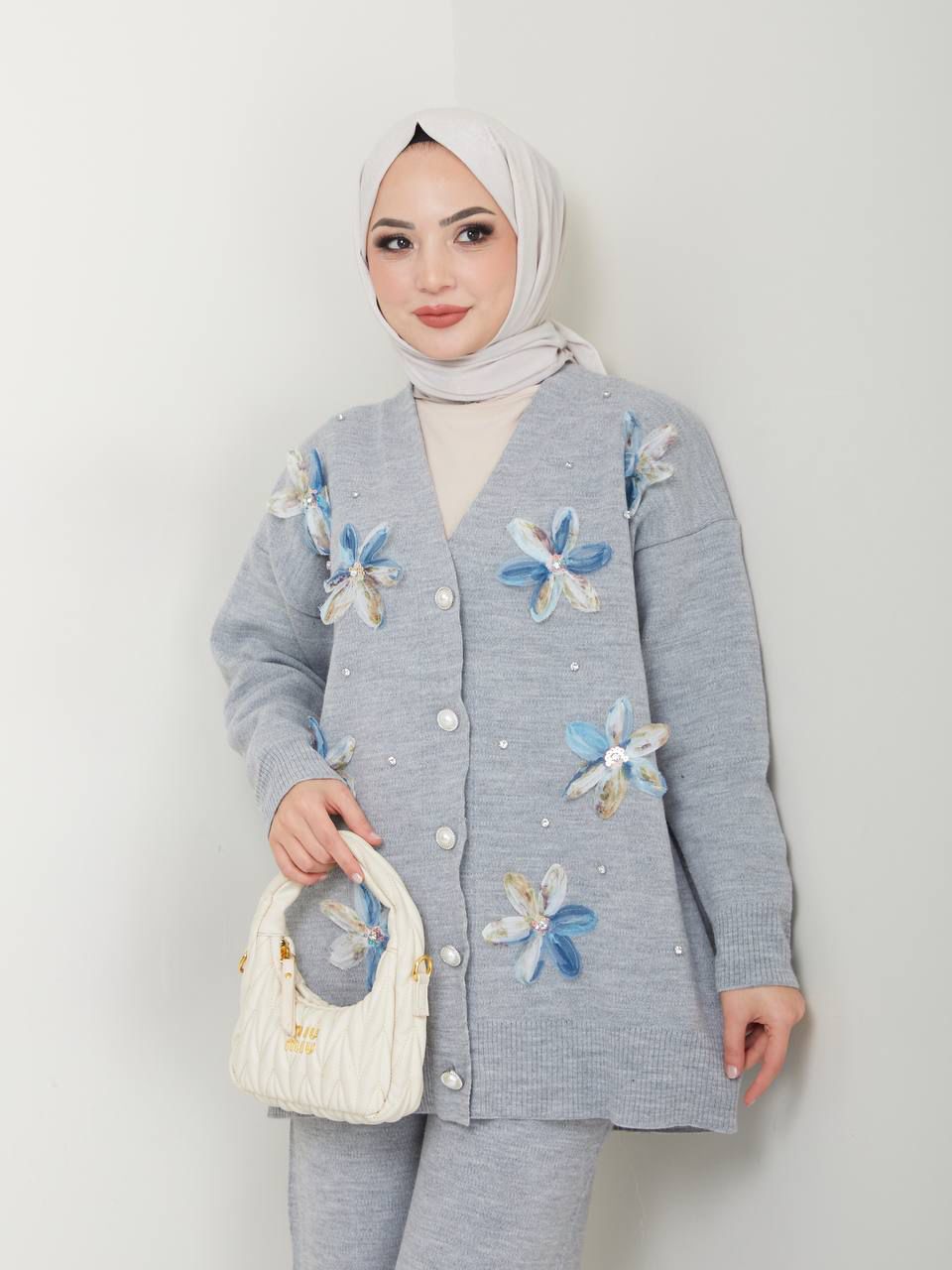 EFS Flower Knitted Set Gray