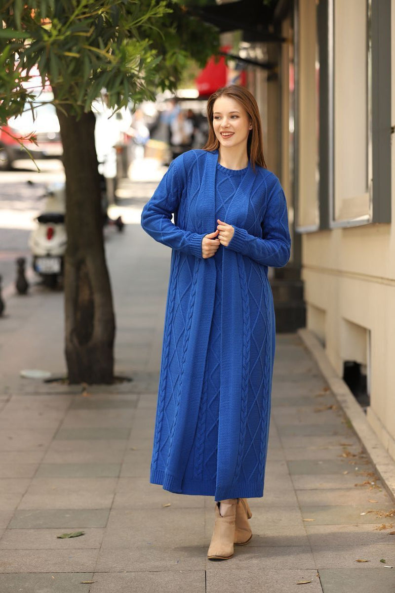 ESR Adatepe Knitted Dress Set Sax Blue