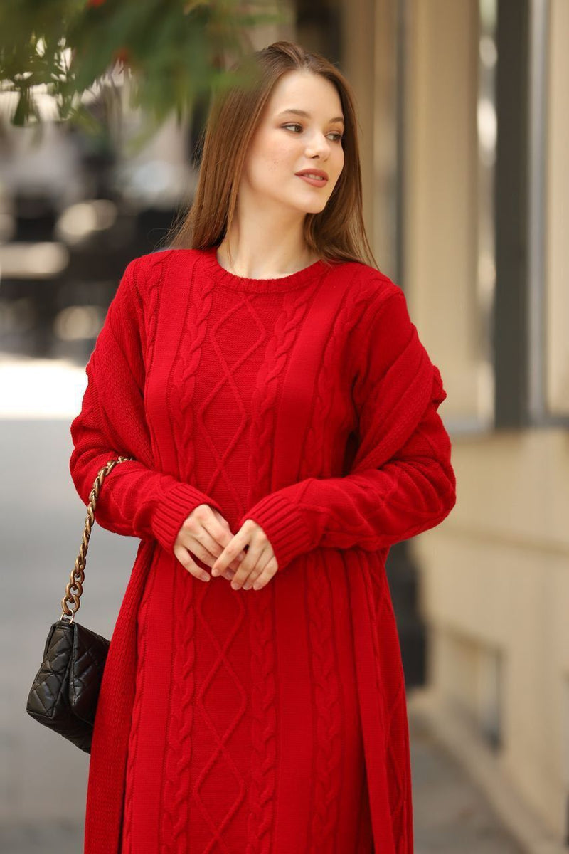 ESR Adatepe Knitted Dress Set Red