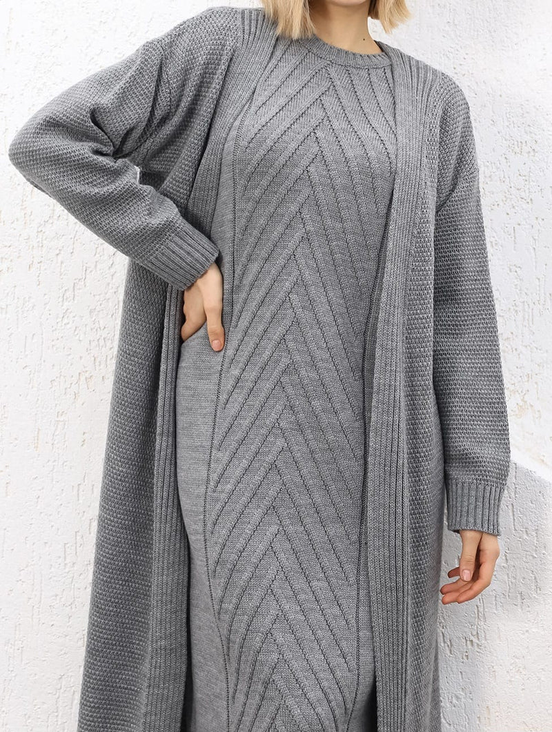 ESR Zirve Knitted Dress Set Gray