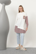 PN Popcorn Tunic Ecru&Burgundy