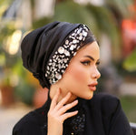 QF 1829 Rhinestone Handmade Turban Black