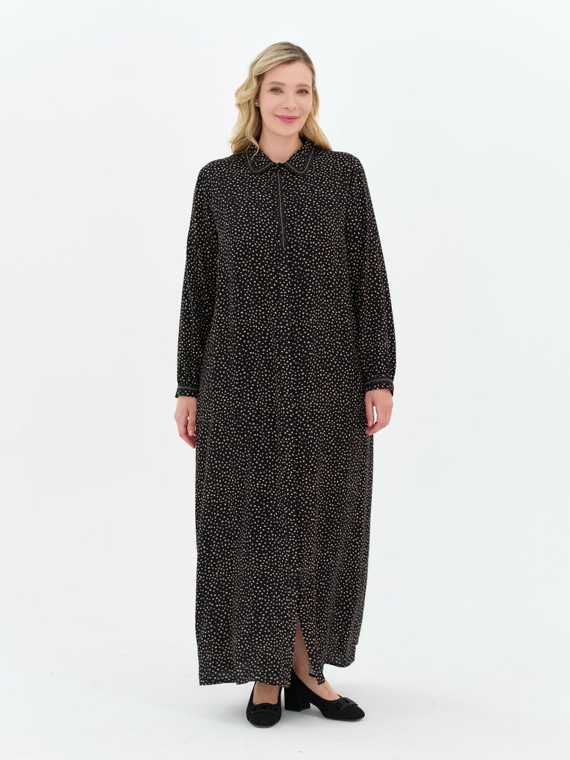 DL Dotted Printed Viscone Dress Black