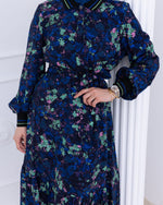 PYT Mehlika Printed Dress Navy Blue