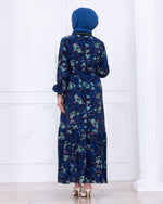 PYT Mehlika Printed Dress Navy Blue