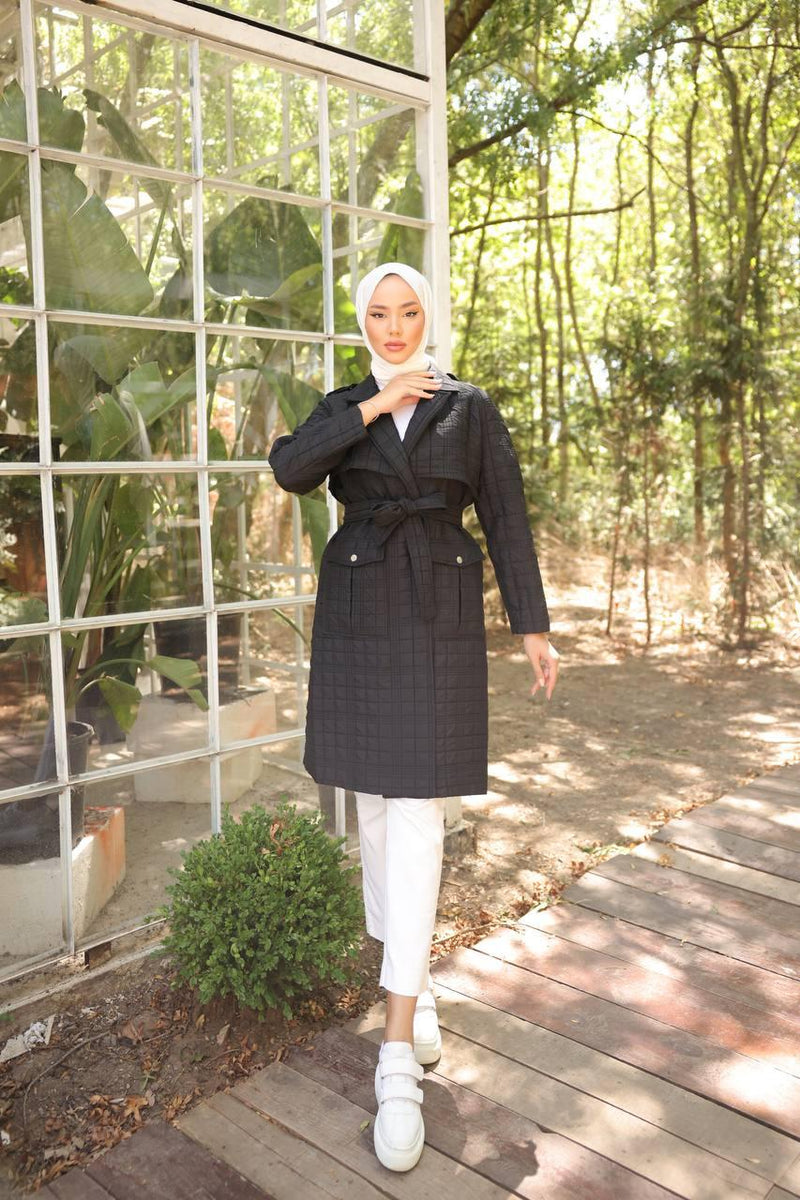 BWST Quilted Trenchcoat Black
